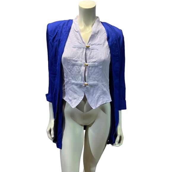 Perceptions by Irene B. Vintage 90s Oversized Blue Blazer Blouse - Size 8 - Picture 9 of 13